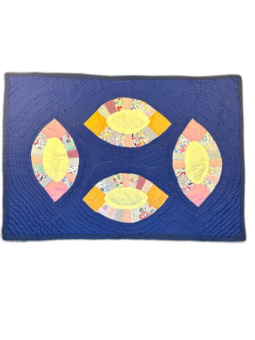 Handmade Quilted Textile Wall Hanging
Abstract Eye Folk Art Patchwork Blue
